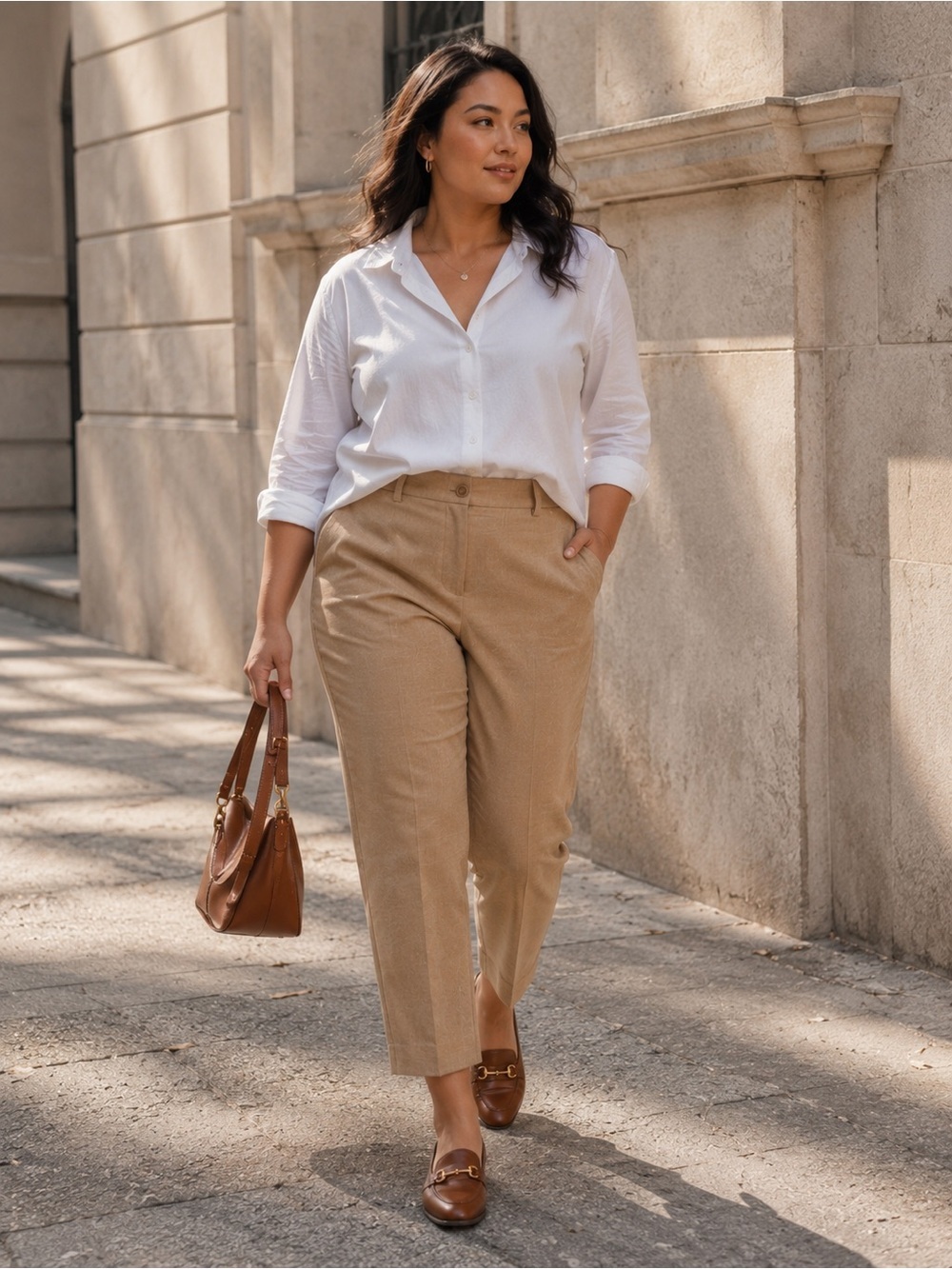 Talbots Camel Tan Dress Pants Tapered Cut Size 10 Career Minimalist Neutral Chic